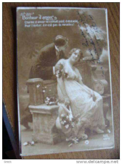 Vieux Carte De 1918 - Bonheur D'amour - Saint-Valentin