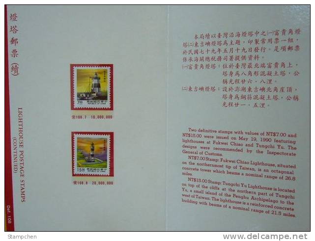 Folder 1990 1st Print Lighthouse Stamps 5-3 Relic - Iles