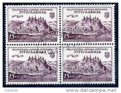 YUGOSLAVIA 1952 JUFIZ I Exhibition Block Of 4 Used.  Michel 707 - Gebraucht