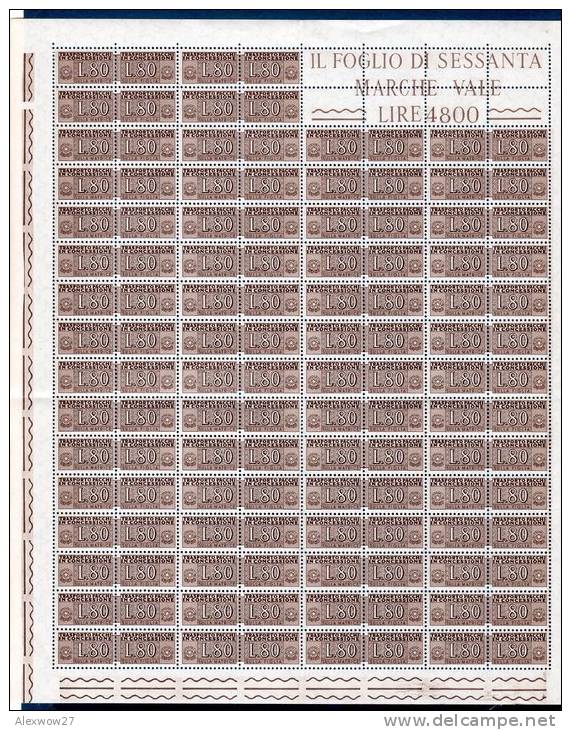 Italia / Italy 1955-81 --- Pacchi In Concessione ** L. 80 MNH ----  In Foglio - Ganze Bögen