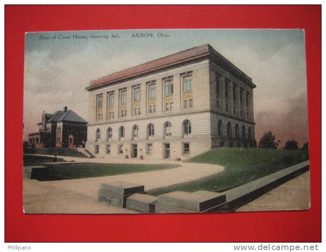 Ohio > Akron  Rear Court House Showing Jail  Hand Colored    --- -----   Ref 246 - Akron