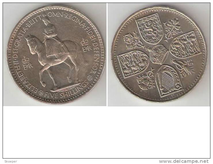 Great Britain 1 Crown 1953 Km 894  Xf+/ms60 Catalog Val 15$ - L. 1 Crown