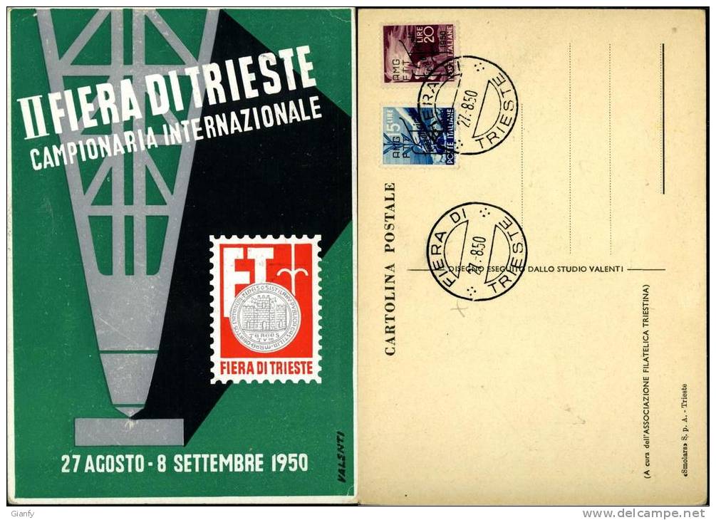 II FIERA TRIESTE 1950 RARA AFFRANC FDC MAXIMUM - Maximumkaarten