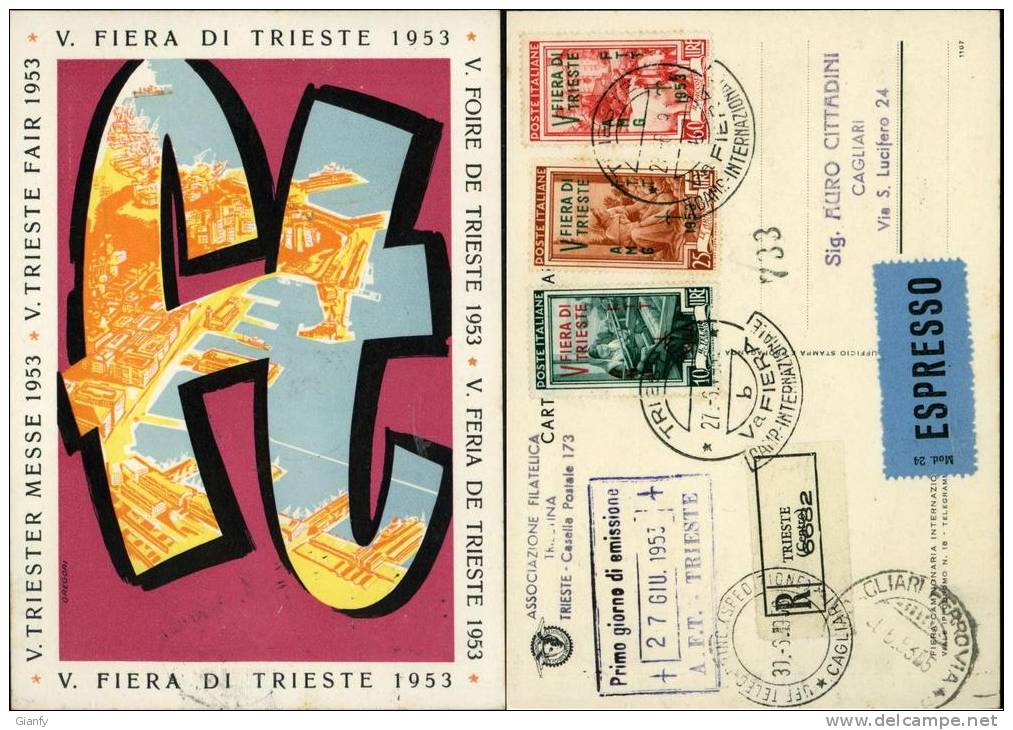 V FIERA TRIESTE 1952 RARA AFFRANCATURA FDC - Maximumkaarten