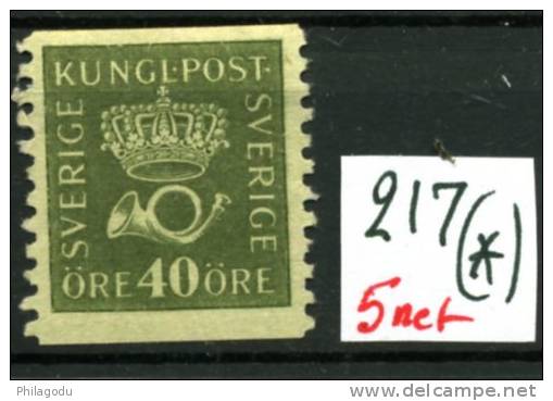 40  öre   Yv.217*       Sans Gomme  Without Glue - Unused Stamps