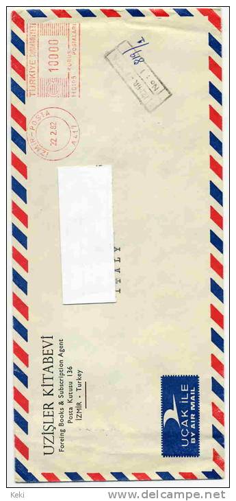 Turkiye Izmir 22.2.1982 To Italy (cm. 10,5 X 23,7) - Lettres & Documents