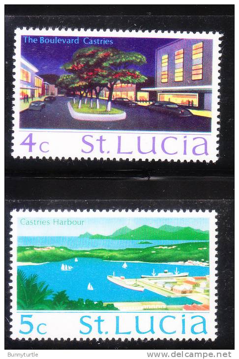 St Lucia 1970-73 Castries Boulevard Harbour 2v MNH - Ste Lucie (...-1978)