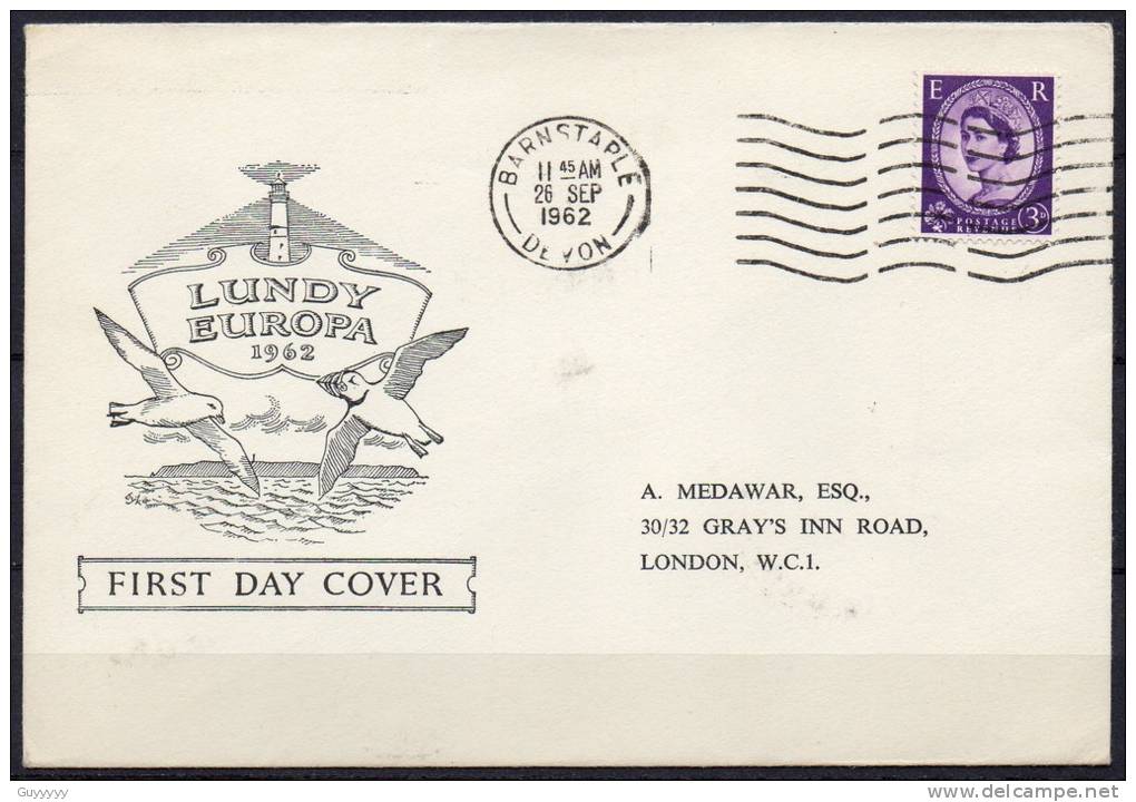 Lundy Island - FDC - Europa 1962 - Local Issues