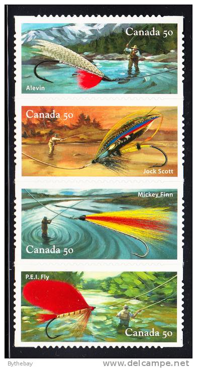 Canada MNH Scott #2088i Strip Of 4 50c Fishing Flies Die Cut To Shape From Quartely Pack/Annual Collection - Neufs
