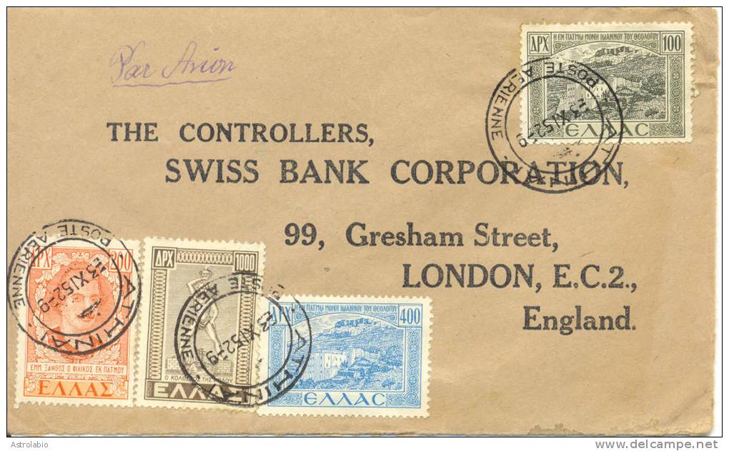 1952 Lettre De Greece Vers London. Cover - Briefe U. Dokumente