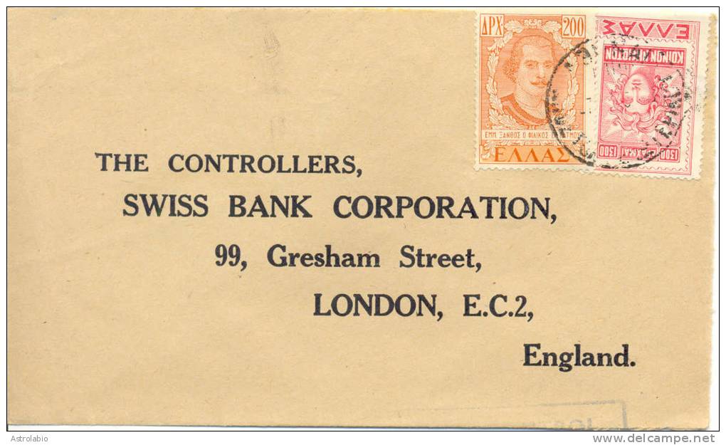 1951 Lettre De Greece Vers London. Cover - Storia Postale