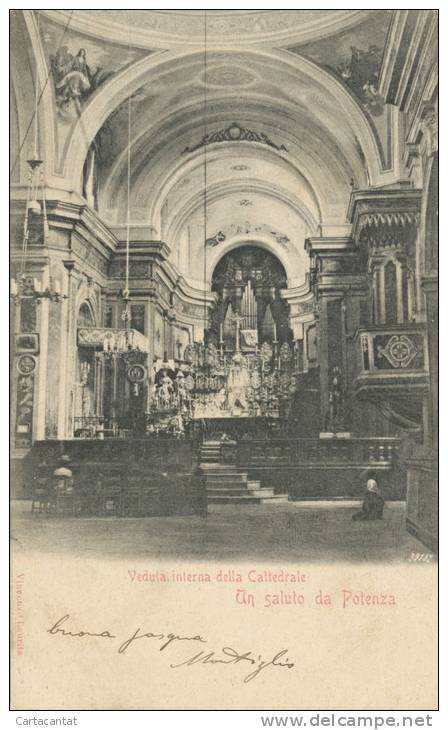 POTENZA. L'INTERNO DELLA CATTEDRALE. CARTOLINA DEL 1903 - Potenza