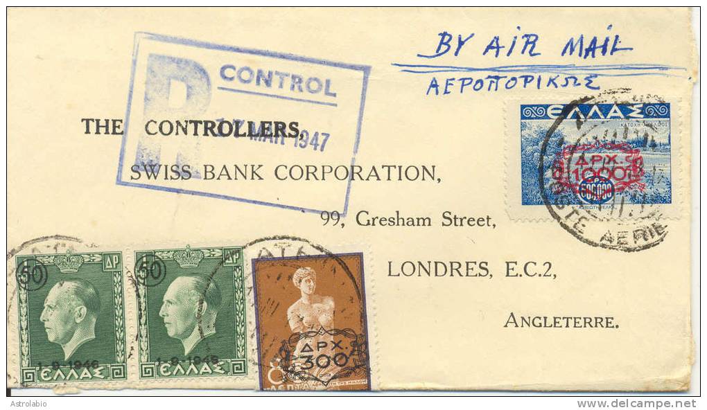 1947 Lettre De Greece Vers London. Cover - Lettres & Documents