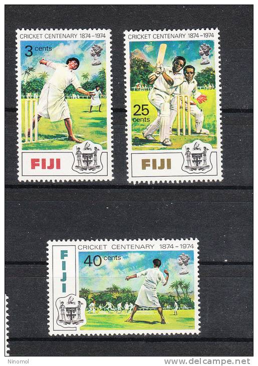 Figi    -   1974.  Centenary  Of  Cricket.  Complete Set,  MNH - Cricket