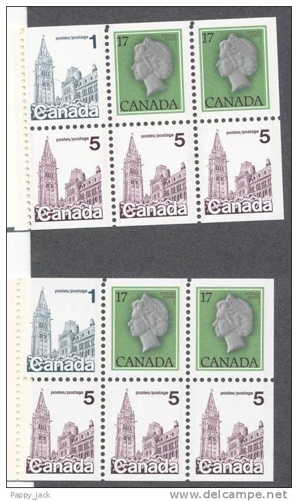 Canada Booklet # 80 Offset Perf At Top - 2 Full MNH Booklets  -  Flowers On Covr Columbine & Yllow Bells In Blue - Full Booklets