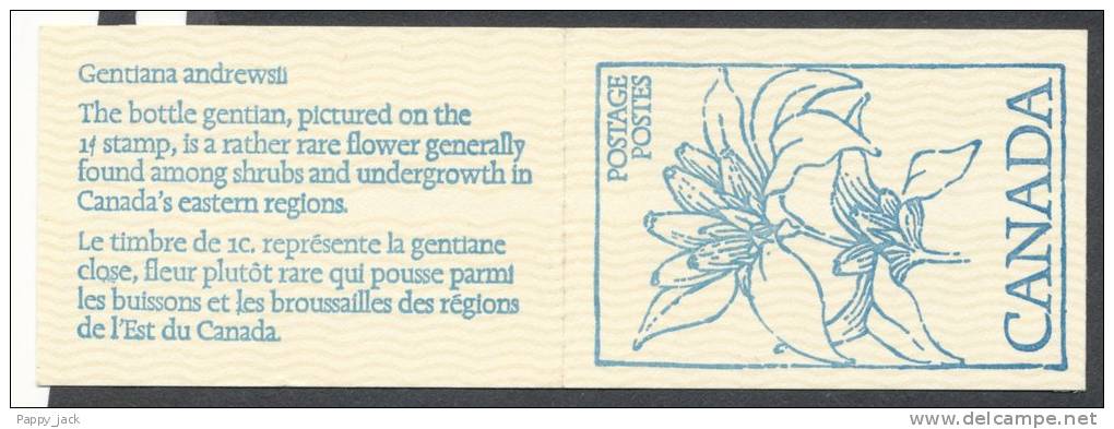 Canada Booklet # BK 80 Doubled Cameo - Full MNH - Flowers Bottle Gentian In Blue On Cover - Full Booklets