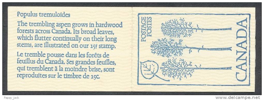 Canada Booklet # BK 80 Doubled Cameo - Full MNH - Trees Trembling Aspen In Blue On Cover - Full Booklets