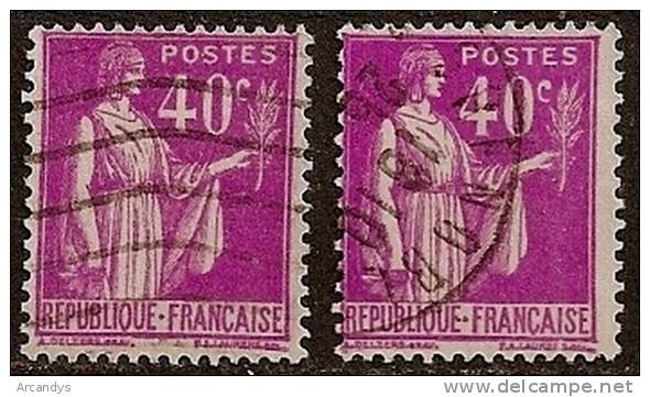 FRANCE 1933  Type Paix  40c Lilas  YT N° 281 Type 1 Et 2 Oblitérés - Used Stamps