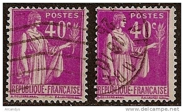 FRANCE 1933  Type Paix  40c Lilas  YT N° 281 Type 1 Et 2 Oblitérés - Oblitérés