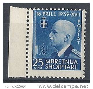 1942 ALBANIA UNIONE 25 Q MNH ** - RR8997 - Albanie