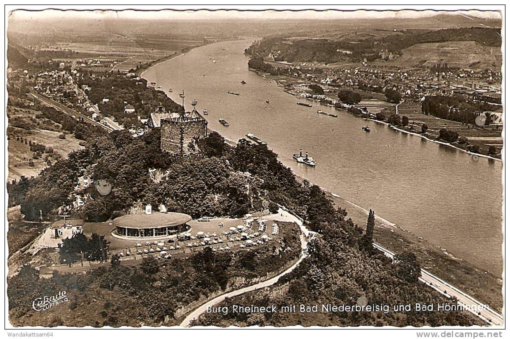 AK 7467 Burg Rheineck Mit Bad Niederbreisig Und Bad Hönningen 13.8.57-16 (22b) NIEDERBREISIG (RHEIN) B Nach Recklinghaus - Bad Neuenahr-Ahrweiler