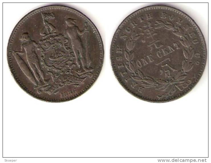 Britisch North Borneo 1 Cent 1886 H  Km 2  Vf+ !!!! - Kolonies