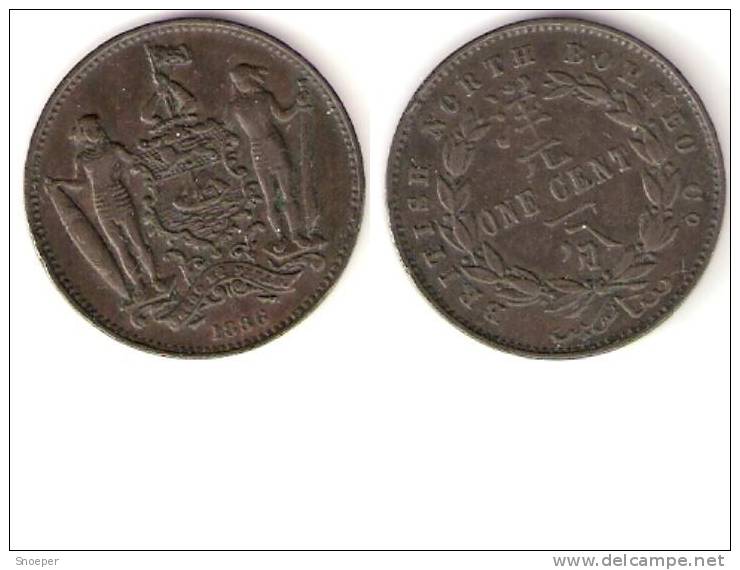 Britisch North Borneo 1 Cent 1886 H  Km 2  Vf+ !!!! - Colonias