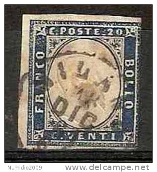 1855-63 SARDEGNA USATO 20 CENT - RR2731 - Sardaigne