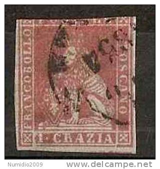 1851-52 TOSCANA USATO 4 C SASS 4 - RR2732 - Toscane