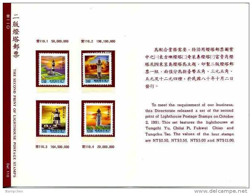 Folder 1991 2nd Print Lighthouse Stamps 4-1 Relic - Islands