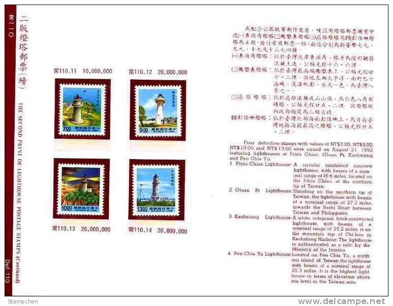 Folder 1992 2nd Print Lighthouse Stamps 4-4 Relic - Islands