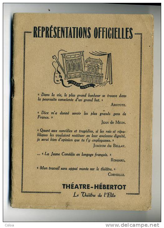 Programme Théâtre Hébertot Le Maître De Santiago 1948 - 1901-1940