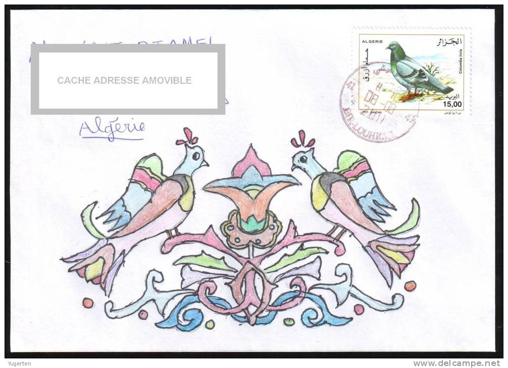 ALGERIE - 2005 - Pigeons - Dove - Taube - Paloma -Pli Circulé / Circulated Cover - Tarif Intérieur - Pigeons & Columbiformes