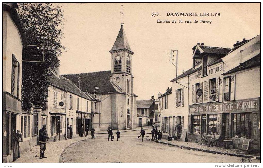 DAMMARIE LES LYS LA MERCERIE GUERIN ET  RUE DE FARCY AVEC ANIMATION  EDIT H LAURENT  CIRC 1914 - Dammarie Les Lys