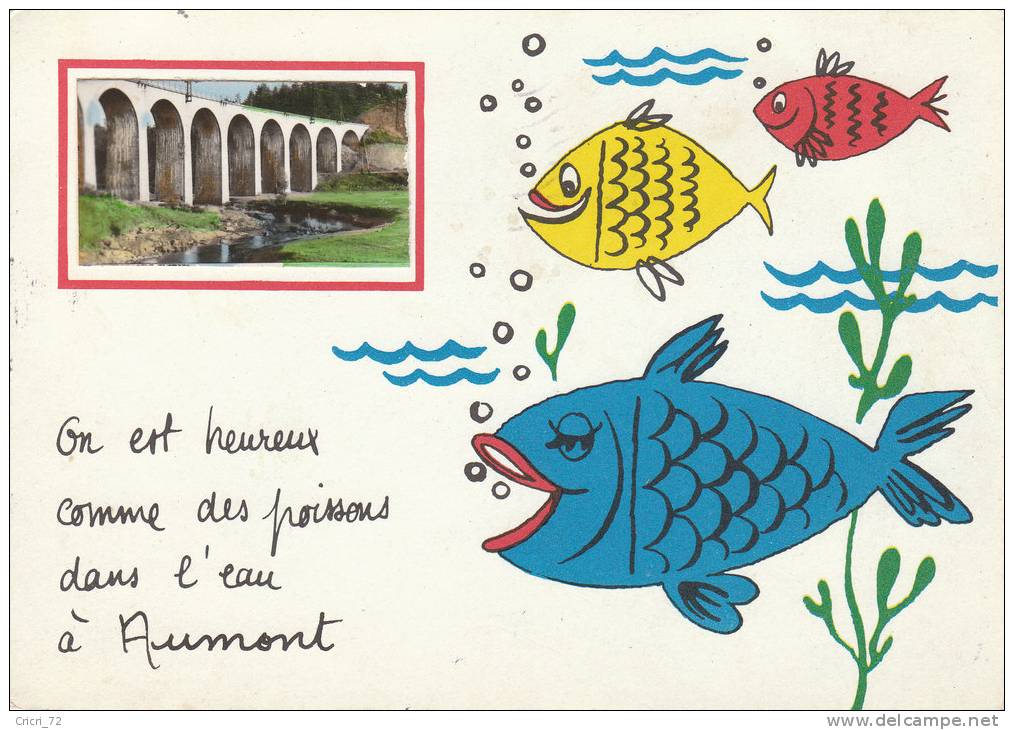 Aumont Aubrac On Est Heureux Comme Des Poissons Dans L'eau à Aumont Carte Humoristique Pont De Bazile - Aumont Aubrac