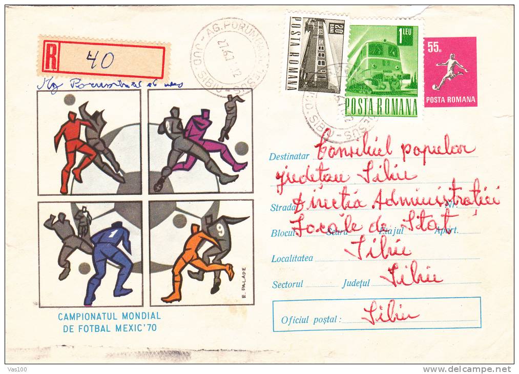 World Campionship FOOTBALL ,SOCER Mexic 1970 Stationery Covers,entier Postal 1x Registred!!! Romania Very Rare!! - 1970 – Mexique