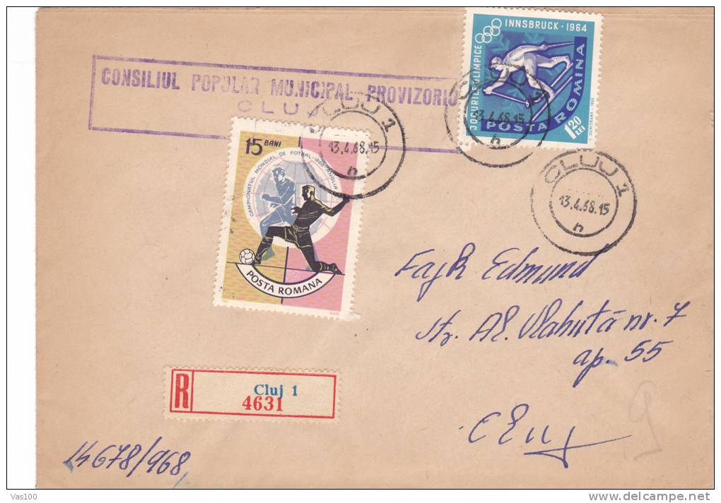 World Campionship FOOTBALL 1966 ,SOCER Stamps On Registred Covers,Romania. - 1966 – Angleterre