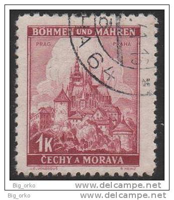 BOEMIA E MORAVIA (Occupazione) - Soggetti Vari: 1 K. Vinaceo - 1939/42 - Used Stamps