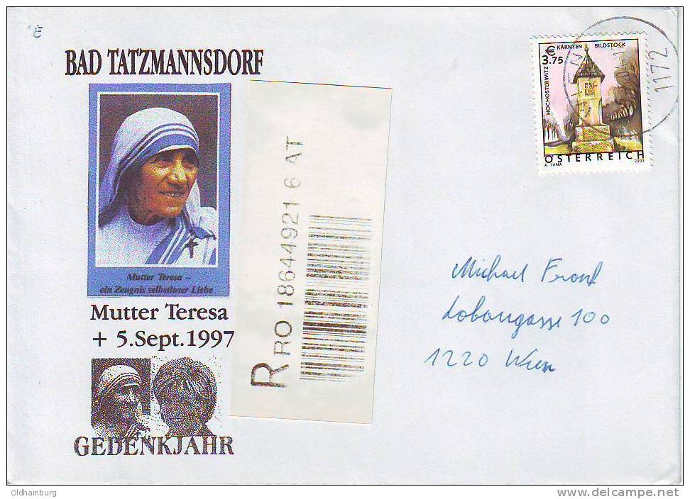 208v: Rekobeleg Österreich Mutter Theresa Bad Tatzmannsdorf - Moeder Teresa