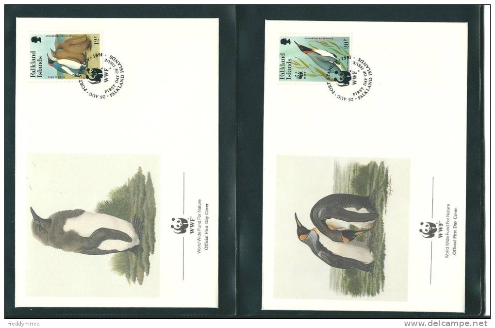 Falkland: 553/ 556 Sur FDC - WWF - Pingouins & Manchots