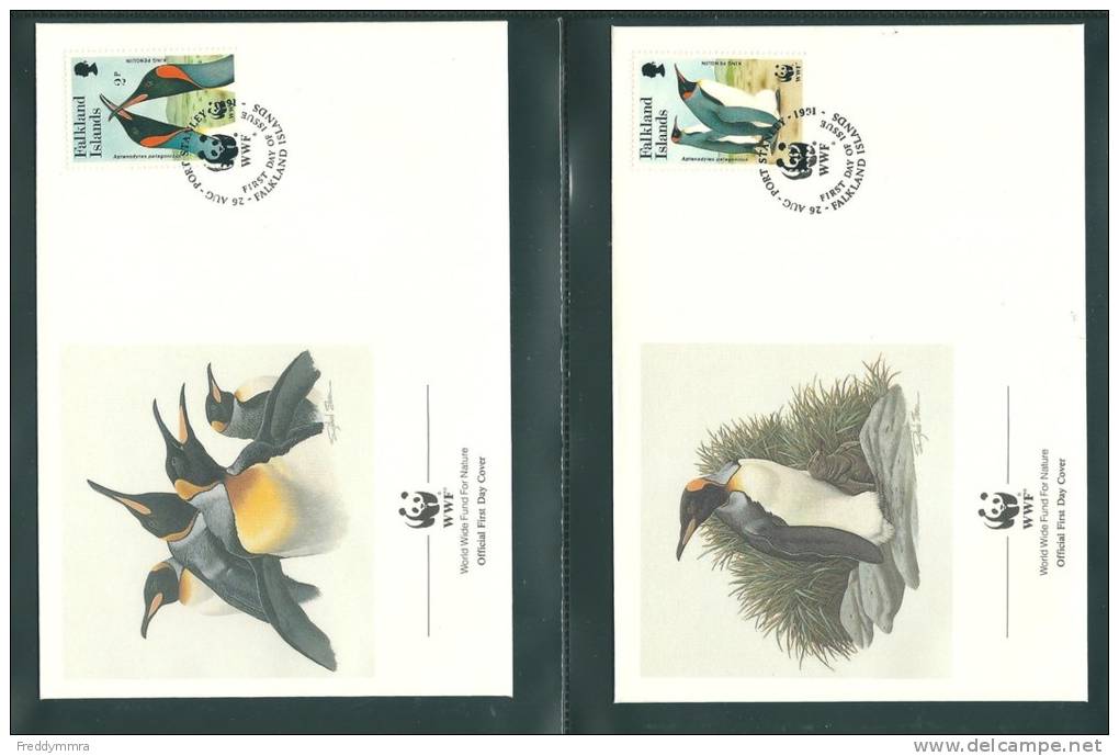 Falkland: 553/ 556 Sur FDC - WWF - Pingouins & Manchots