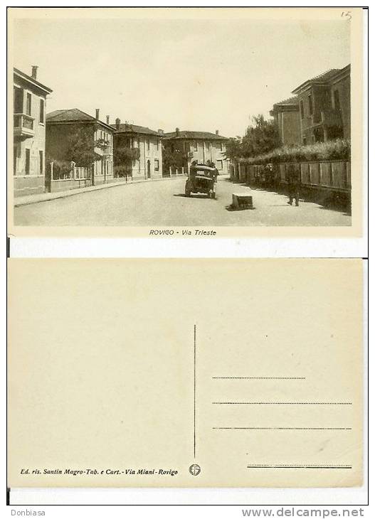 Rovigo: Via Trieste. Cartolina Fp Anni ´30 (animata - Auto D´epoca) - Rovigo