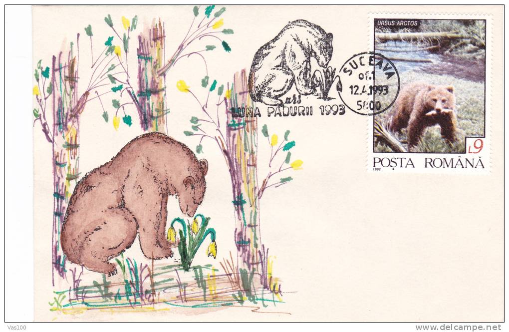 Bears Ours 1993 Covers Stamps Obliteration Concordante Rare Suceava - Romania. - Bears