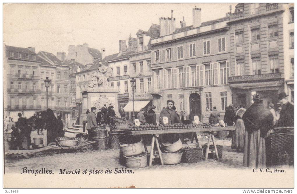 MARCHE ET PLACE DU SABLON---MARKT EN ZAVELPLEIN 1914 - Marchés