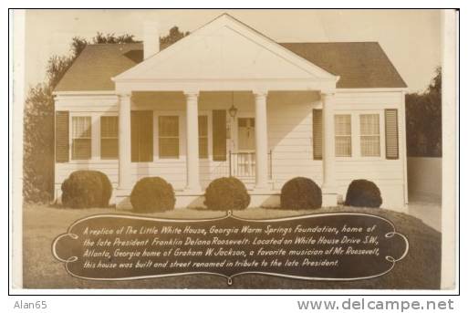 Franklin Roosevelt US President, Little White House Replica Atlanta Graham Jackson, 1940s Vintage Real Photo Postcard - Presidentes