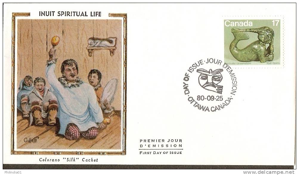 Canada 1980 Inuit Spiritual Life Eskimos Artist Antartica Sedna Painting Sc 866 Colorano Silk Cover # 13183 - Other & Unclassified