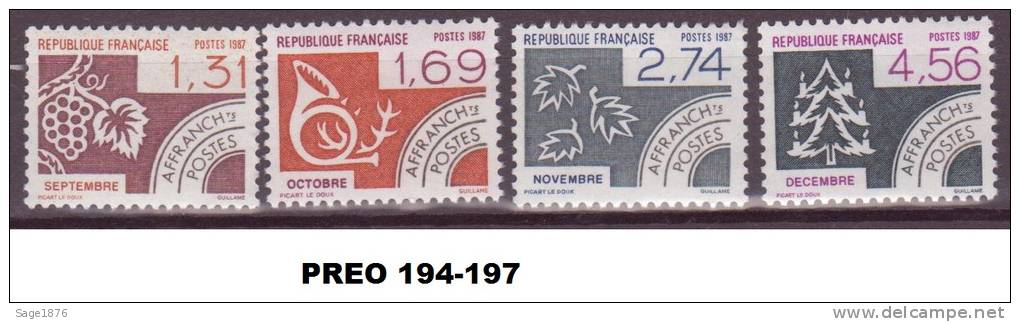 FRANCE PREO 194-197 NEUFS SANS CHARNIERE - 1964-1988