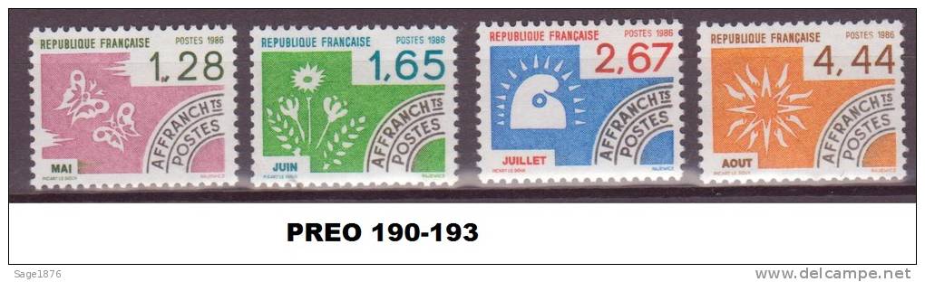 FRANCE PREO 190-193 NEUFS SANS CHARNIERE - 1964-1988