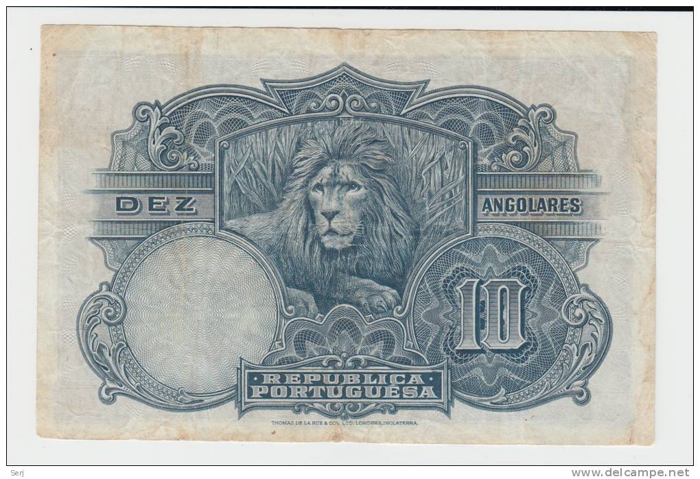 Portuguese Angola VERY RARE 10 Angolares  1926 AVF P 67 - Angola