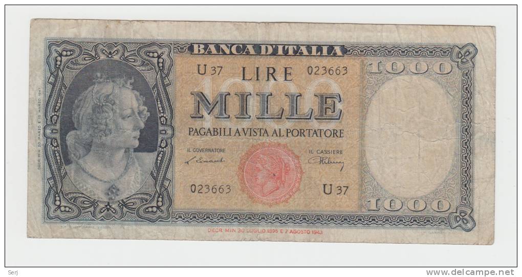 Italy 1000 Lire 1947 VF P 82 - 1000 Lire